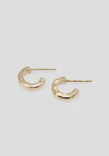 Viktoria & Woods Jewellery>Hammered Huggies 18K GOLD PLATED