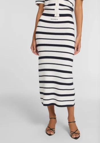 Viktoria & Woods Skirts>Malakai Skirt NAVY/IVORY STRIPE
