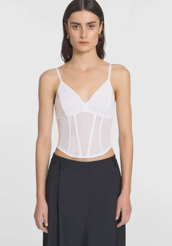 Viktoria & Woods Tops|V&W Icons>OMEGA BUSTIER WHITE