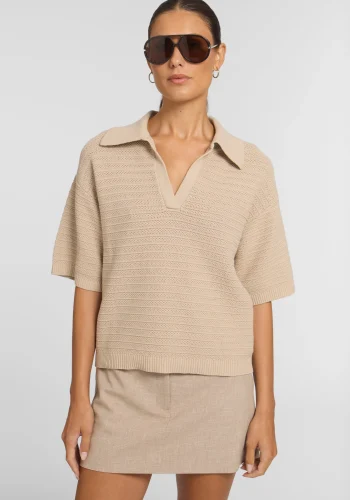 Viktoria & Woods Tops>Sandcastle Polo LATTE